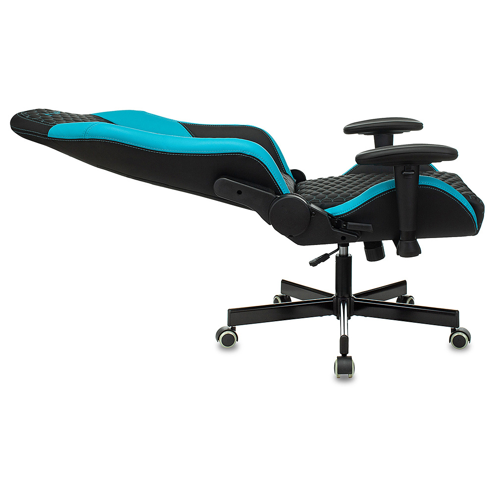 Кресло игровое "Knight Neon", экокожа, металл, черный, голубой - 9