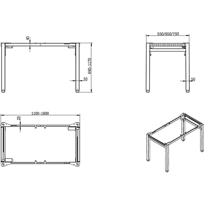 Каркас стола с электроприводом двухмоторный Waltz F4, Fit Focus Quatro N, белый - 2