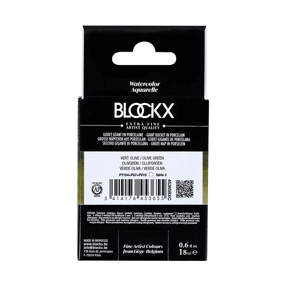 Краски акварельные "Blockx. Giant pan", 365 оливковый зеленый, 18 мл., кювета - 5