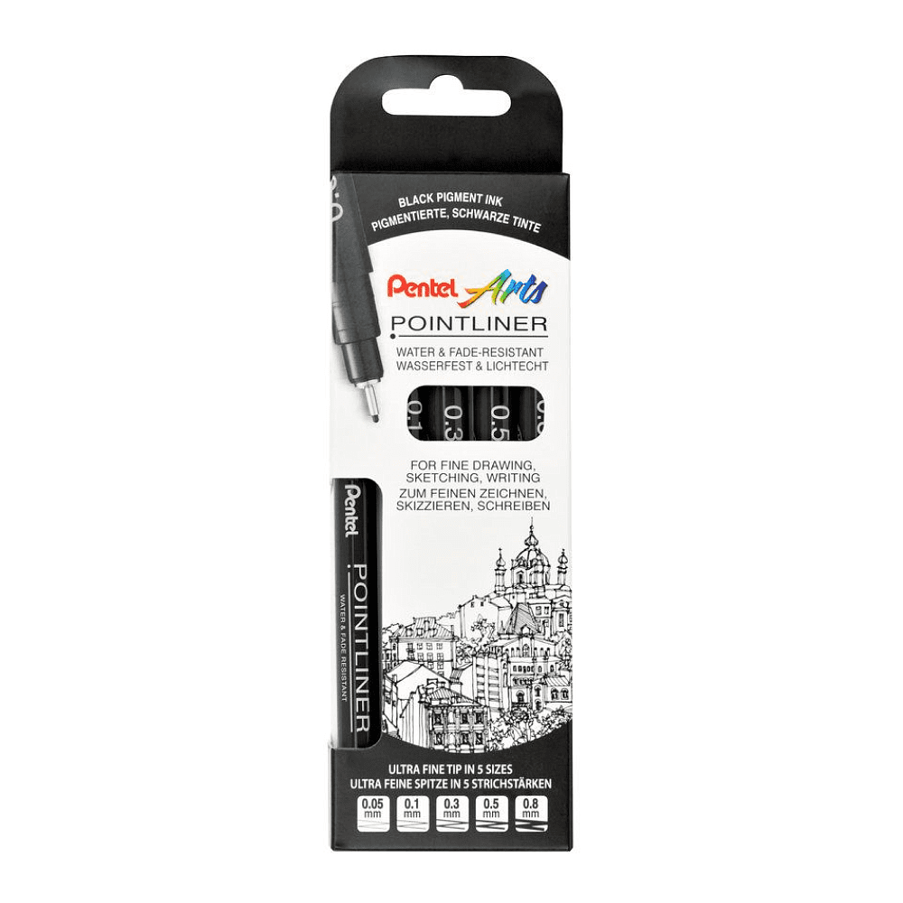 Набор ручек капиллярных "Pointliner", 5 шт, черный