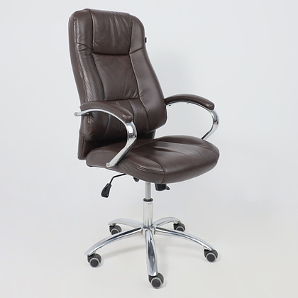 Кресло для руководителя "KING A" поворотное, хром, натуральная кожа, темно-коричневый - 4