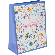 Пакет бумажный подарочный "Best wishes", 18х23х8 см