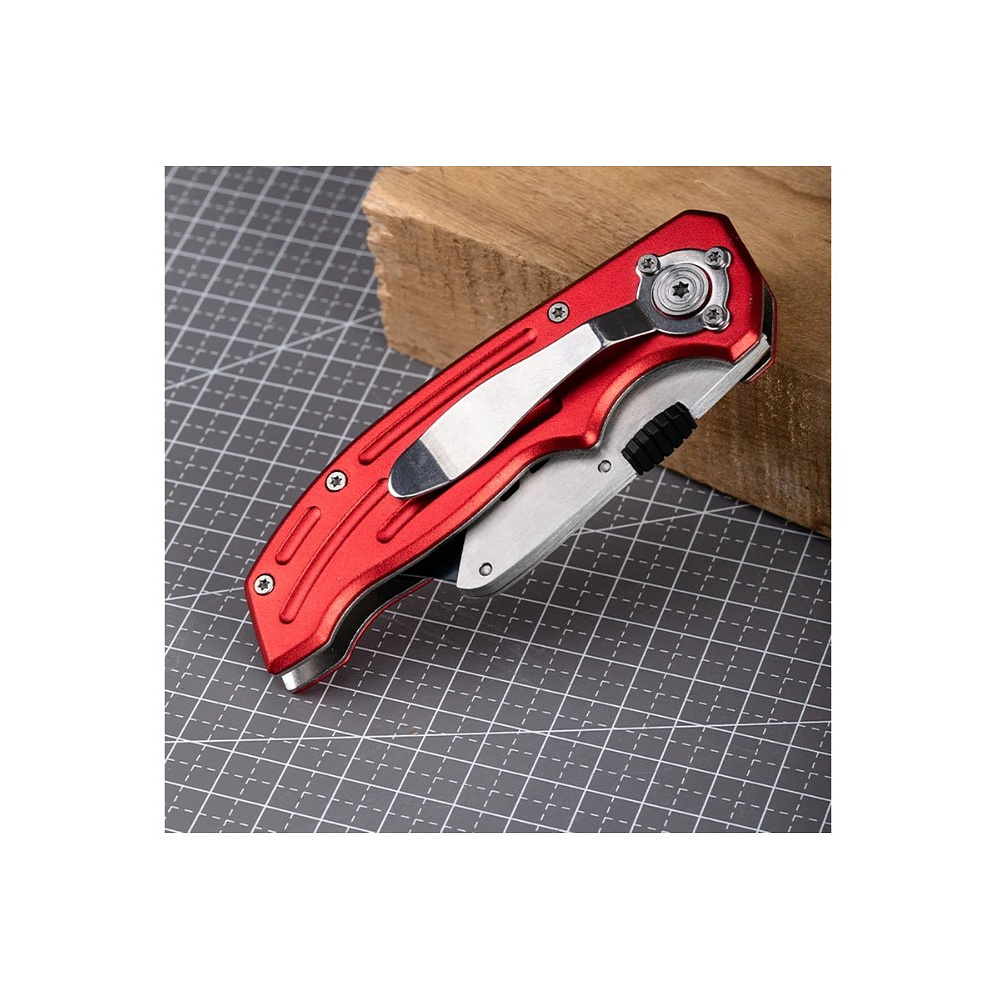 Нож строительный складной Deli RS EDL040, трапеция, 19T, красный - 13