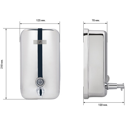 Диспенсер для жидкого мыла BXG "SD H1-1000", 1 л, ручной, металл, серебристый, глянцевый - 2