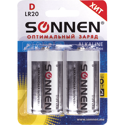 Батарейки алкалиновые Sonnen "LR20/D", 2 шт