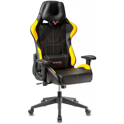  Кресло игровое Бюрократ "Zombie VIKING 5 AERO", экокожа, пластик, черный, желтый