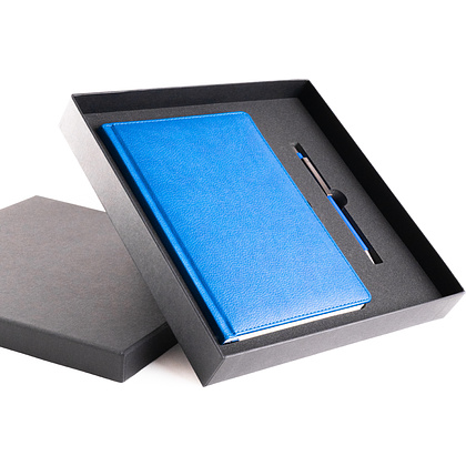 Набор подарочный (ежедневник Nanda синий, ручка шариковая автоматическая), черный - 2