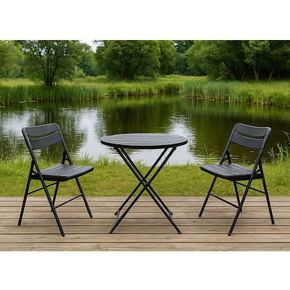 Стул складной, пластик, темно-серый - 4