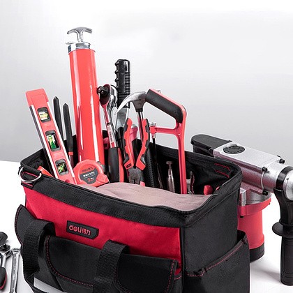 Сумка для инструментов Deli RS DL5862, 400х180х280 мм, ткань Oxford, черный, красный - 3