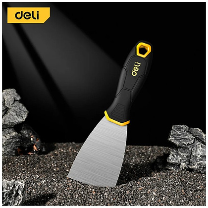 Шпатель нержавеющий Deli YS EDL-HD2-5, 63 мм, ручка 2K, черный, желтый - 2