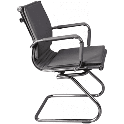 Кресло на полозьях "Бюрократ Ch-993-Low-V", экокожа, серый, металл хром - 3