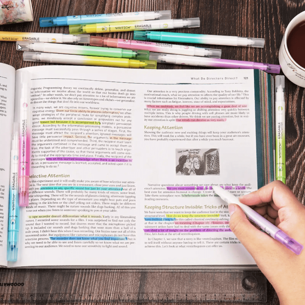 Маркер текстовый двусторонний "Erasable", розовый - 2