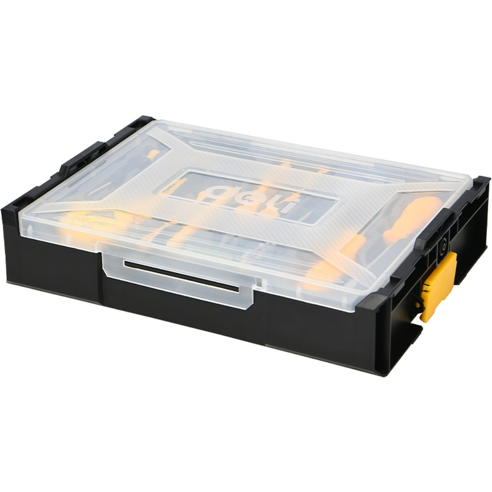 Набор ручного инструмента "Deli", 11 предметов, чемодан, черный, желтый - 4