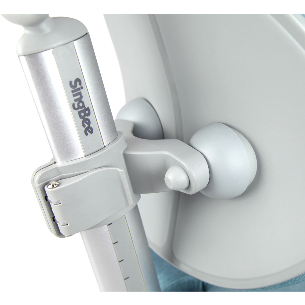 Кресло детское SingBee Cobee 138, ткань, розовый пудровый, пластик, корпус серый, подставка для ног, с чехлом серым - 6