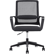 Кресло для персонала SitZone "U-0385 PL", ткань, пластик, черный, 2 шт/упак