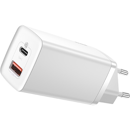Сетевое зарядное устройство Baseus CCGAN2L-B02 GaN2 Lite Quick Charger Type-C+USB 65W White - 2