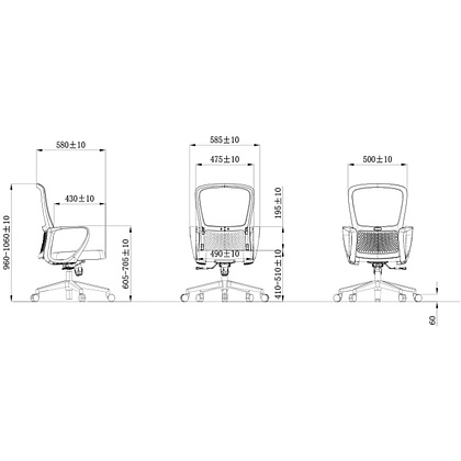 Кресло компьютерное SitZone U-069B, сетка, ткань, пластик, черный, 2 шт/упак - 5
