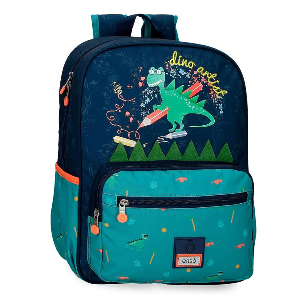 Рюкзак школьный Enso "Dino artist", L, темно-синий, зеленый