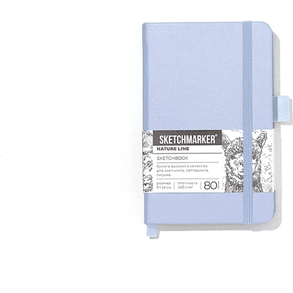 Скетчбук "Sketchmarker", 9х14 см, 140 г/м2, 80 листов, пыльный голубой