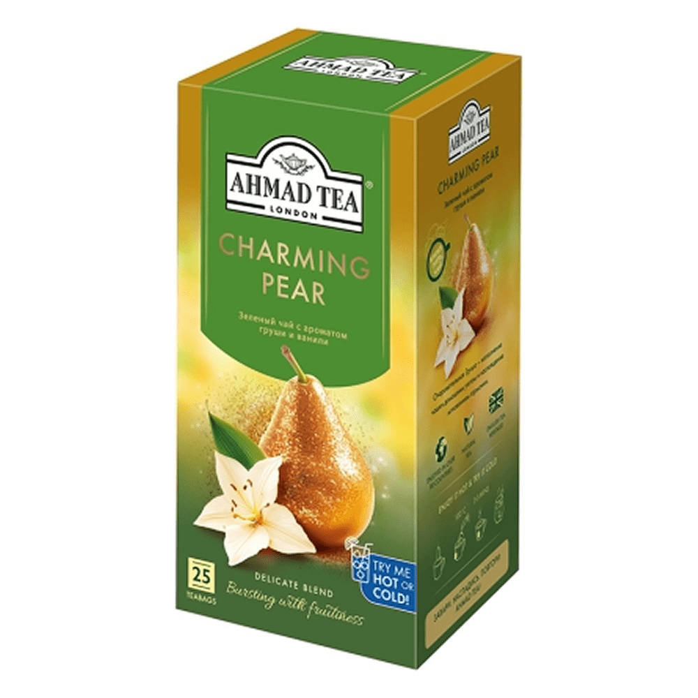 Чай "Ahmad Tea" Charming Pear, 25 пакетиков х1.5 гр., зеленый, с ароматом груши и ванили