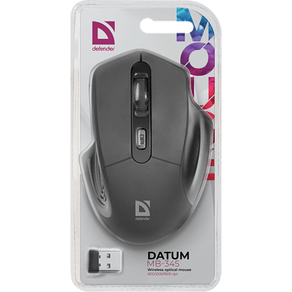 Мышь Defender "MB-345", беспроводная, 800-1600 dpi, черный - 6
