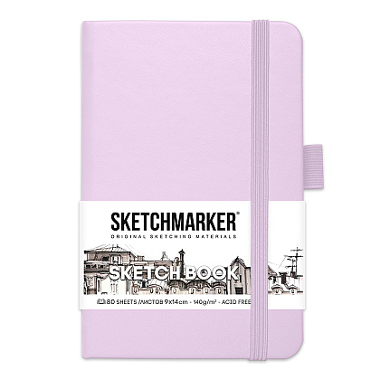 Скетчбук "Sketchmarker", 9x14 см, 140 г/м2, 80 листов, фиолетовый пастельный