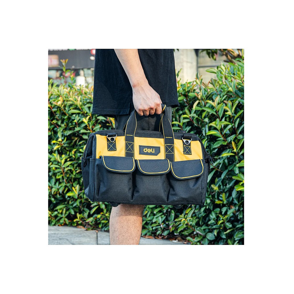Сумка для инструментов Deli YS EDL430117, 400х200х270 мм, ткань Oxford, черный, желтый - 13