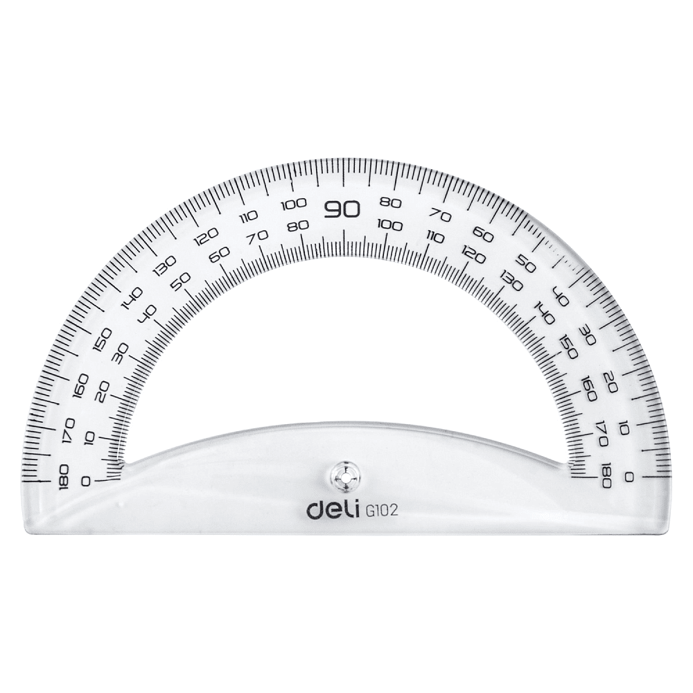 Линейка транспортир "Deli", 12 см, 180°, прозрачный