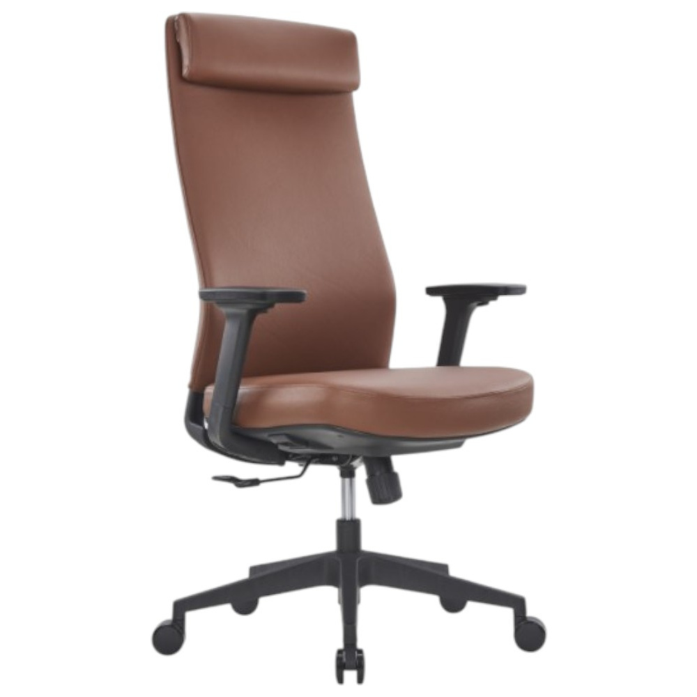 Кресло компьютерное SitZone CH-366A, натуральная кожа, алюминий, коричневый