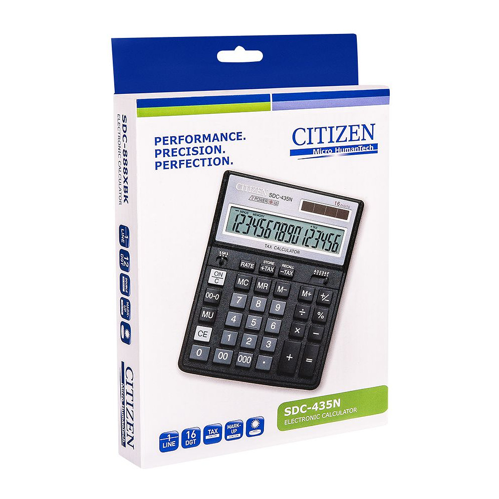 Калькулятор настольный Citizen "SDC-435N", 16-разрядный, черный - 2