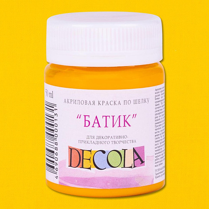 Краска акриловая по шелку перламутровая "Декола", 221 желтая темная, 50 мл., банка - 2