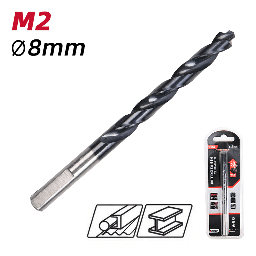 Сверло по металлу Deli RS EDH-MHZ080-E4, 8.0 мм, DIN 338, HSS-TiN - 2