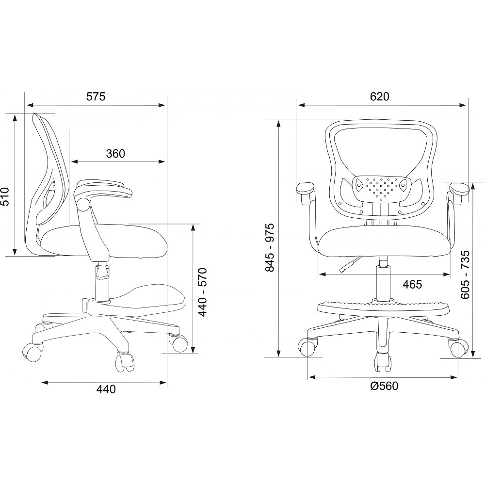 Кресло детское Бюрократ Burokids 3, сетка, ткань, пластик, корпус белый, подставка для ног, серый - 12