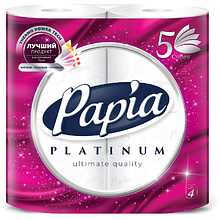 Бумага туалетная Papia Platinum, 11,9 м, 5 слоев, 4 рулона, 100% целлюлоза