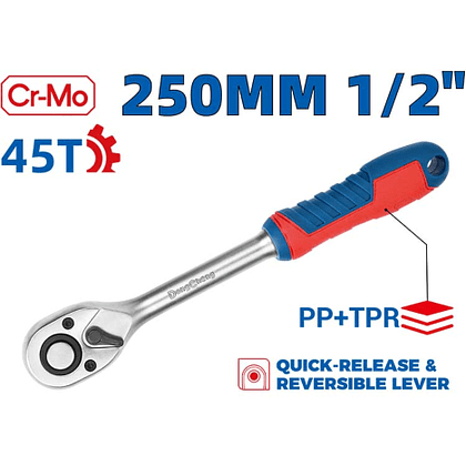 Ключ трещоточный DongCheng HD032103 1/2", 293 мм, 45 зубьев - 2