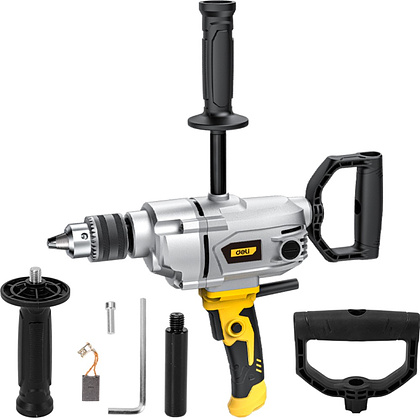 Дрель Deli YS EDL-DZ16-E1 сетевая, 1200 Вт, 1000 об/мин, 1 скор., коробка, желтый