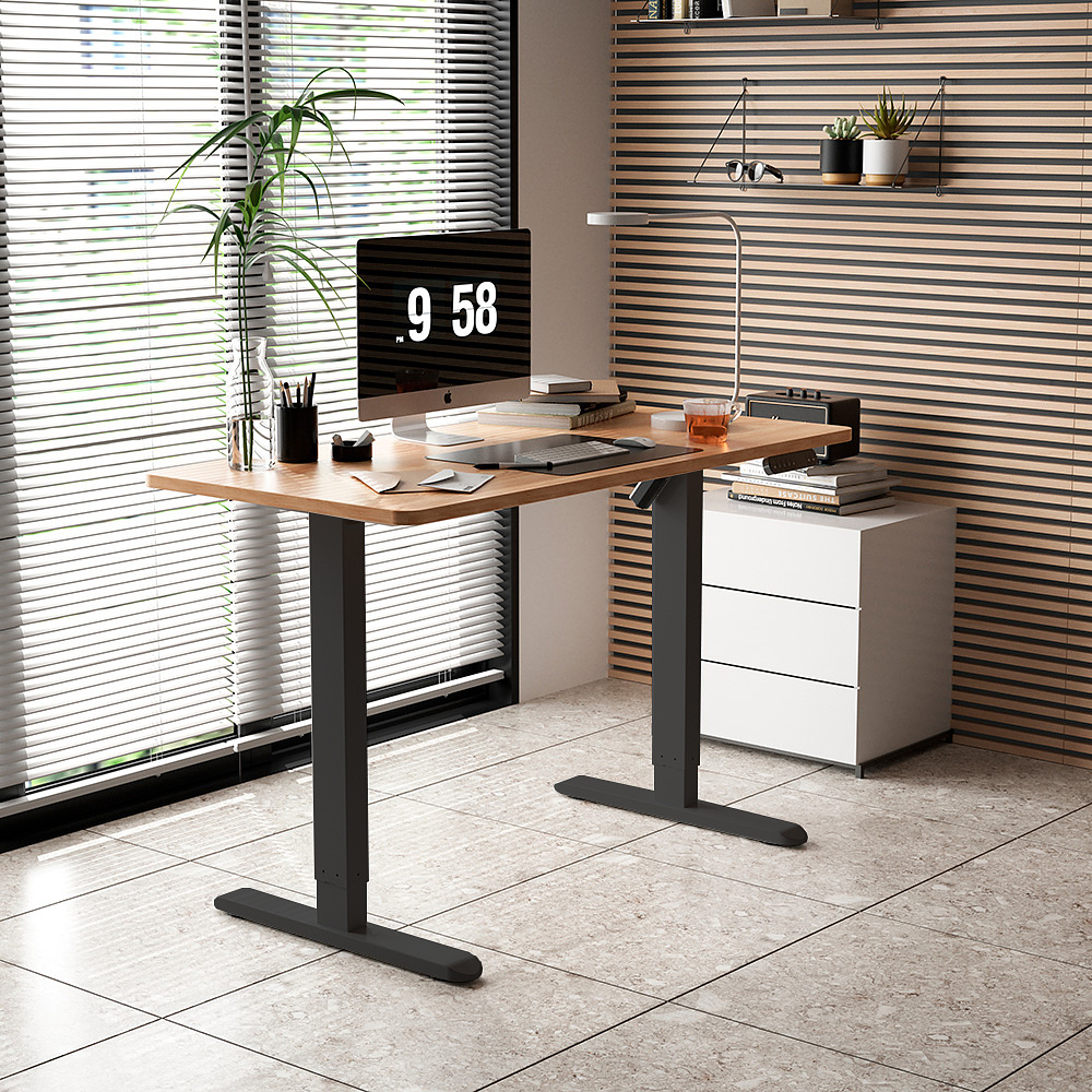 Стол с электроприводом WellDesk Basic 1300x675х18 черный/дуб денвер трюфель (9191456+9072454) - 6