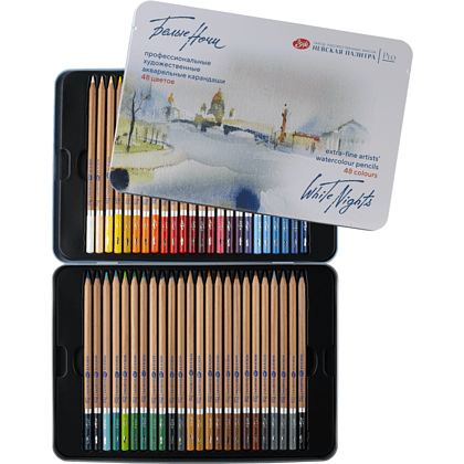 Карандаш акварельный "Белые ночи", набор 36 цветов, жестяной пенал