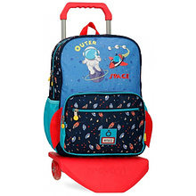 Рюкзак "Outer space" на колесиках, телескопическая ручка, разноцветный