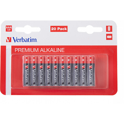 Батарейки алкалиновые Verbatim "ААА/LR03", 20 шт, щелочные  