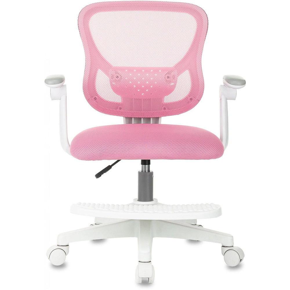 Кресло детское Бюрократ Burokids 3, сетка, ткань, пластик, корпус белый, подставка для ног, розовый - 2