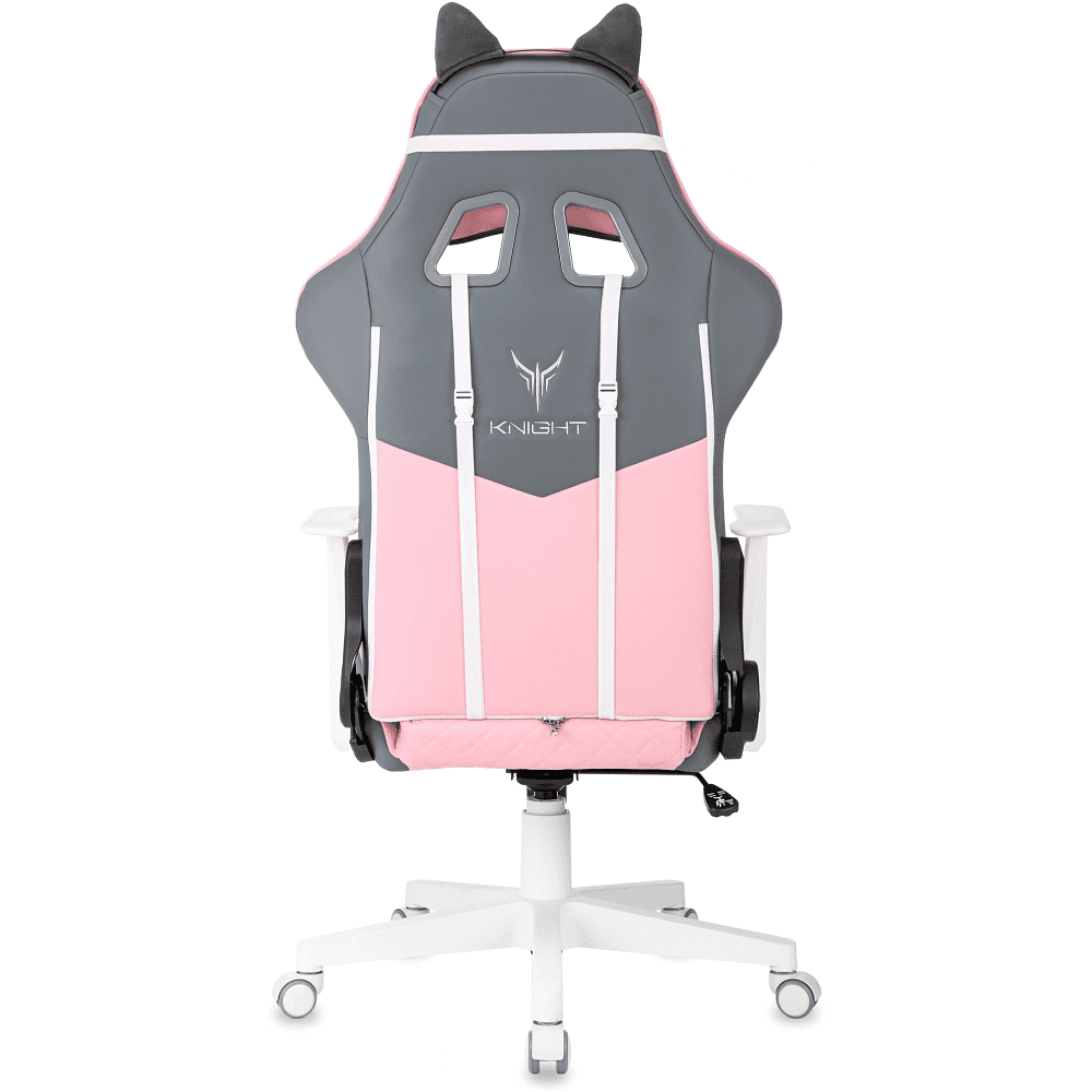 Кресло игровое Бюрократ Knight "Catzy", экокожа, пластик, серый, розовый - 4