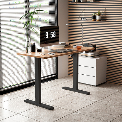 Стол с электроприводом WellDesk Basic 1300x675х18 черный/акация лэйкленд (9191456+9072453) - 6