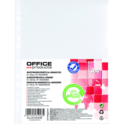 Файл (папка-карман) "Office products", A4, 100 шт, 30 мкм, прозрачный