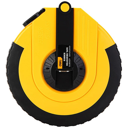 Мерная лента Deli YS EDL9850ZY, 50 м х 14,5 мм, лента фиберглас, пластиковый корпус, желтый, черный - 6