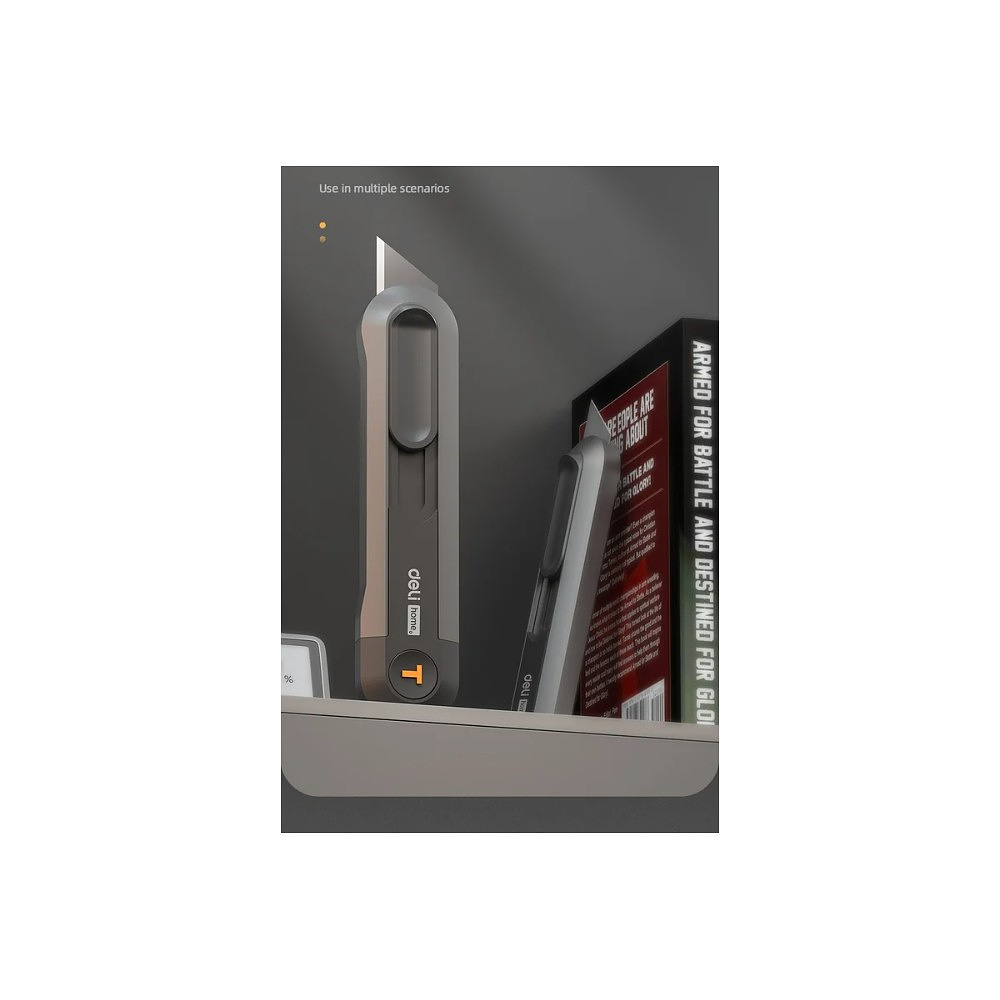 Нож строительный Deli HS EHT4008, 135x30 мм, трапеция, Soft Touch, черный - 7