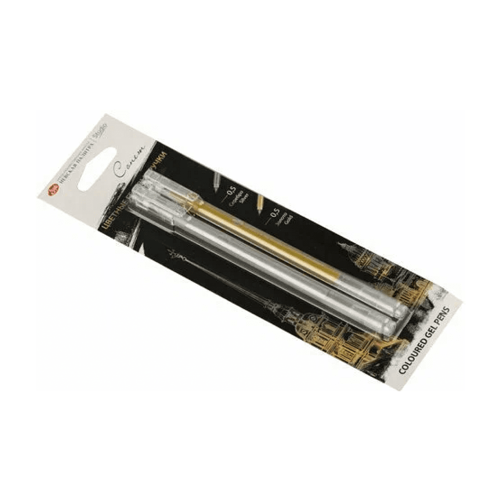 Ручка гелевая "Сонет", 0.5 мм, 2 шт., серебро, золото - 2