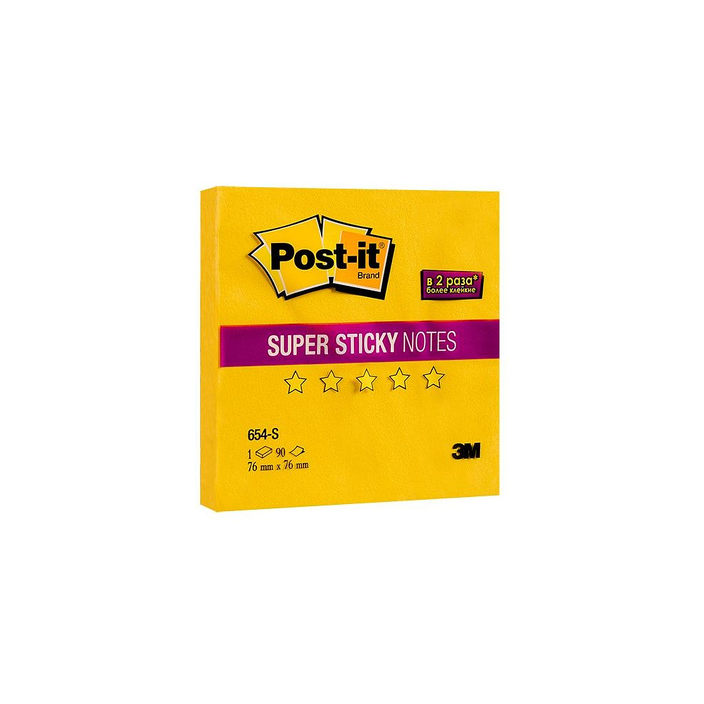 Бумага для заметок "Post-it Super Sticky", 76x76 мм, 90 листов, желтый