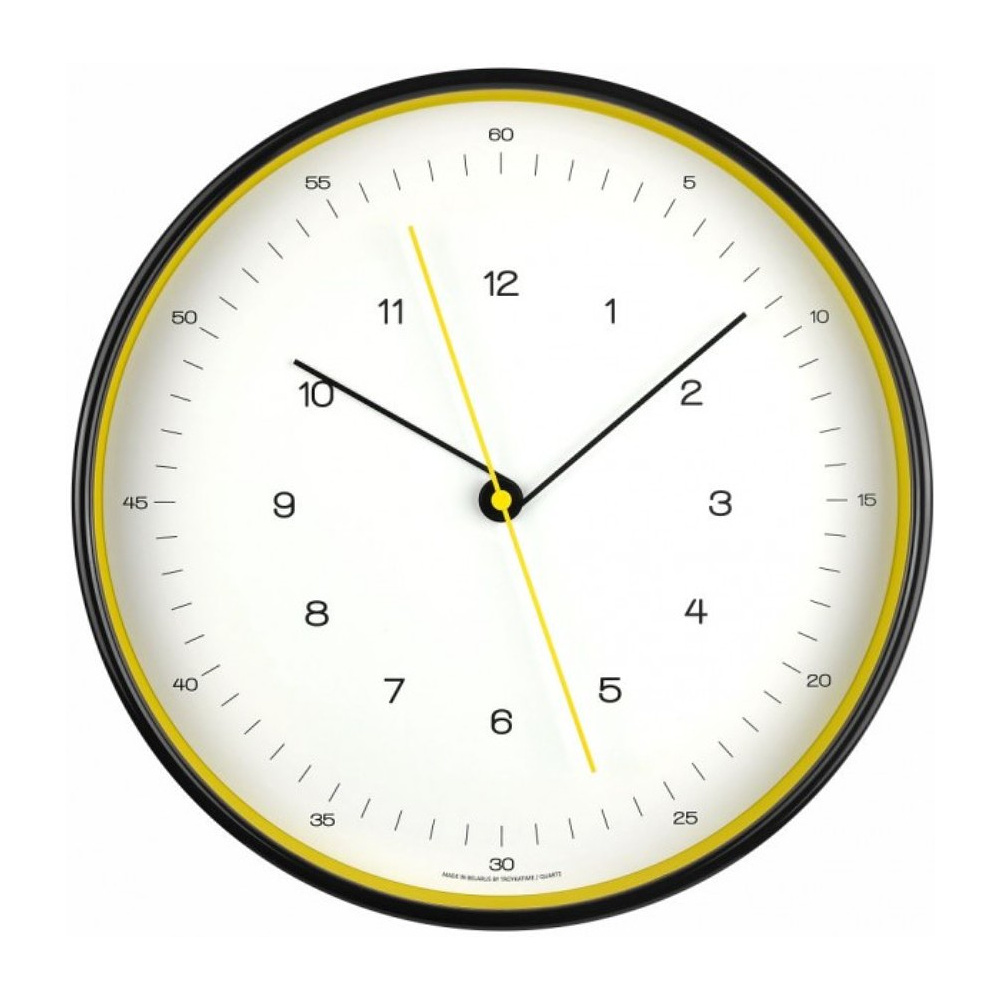 Часы настенные круглые "777707216", пластик, черный, желтый