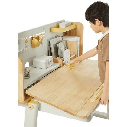 Стол Ergosmart регулируемый Galleon, 1200х700х(520-760) мм, гевея беленая, с книжной полкой - 23